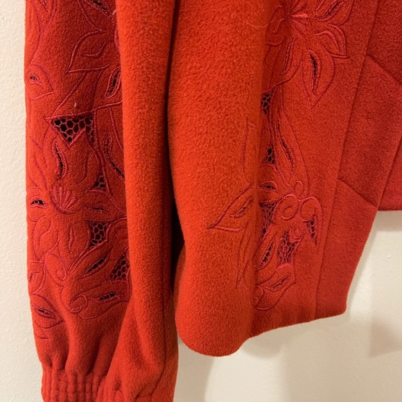 Red Embroidered Wool Jacket by CARLISLE - Picture 3 of 3